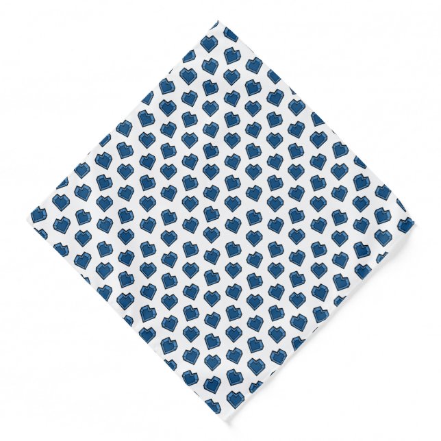 Cute Blue Sapphire Crystal Heart Pattern Bandana (Front)