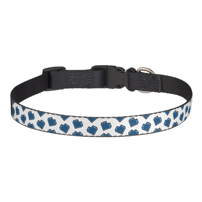 Cute Blue Sapphire Crystal Heart Pattern Pet Collar (Front)