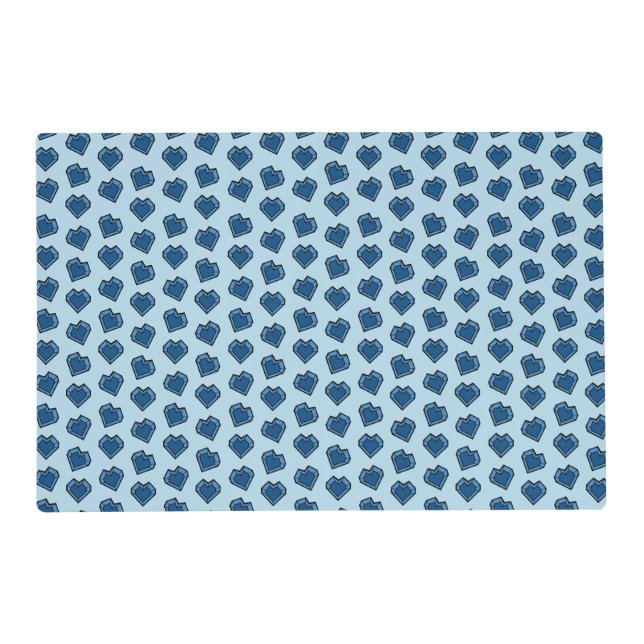 Cute Blue Sapphire Crystal Heart Pattern Placemat (Back)