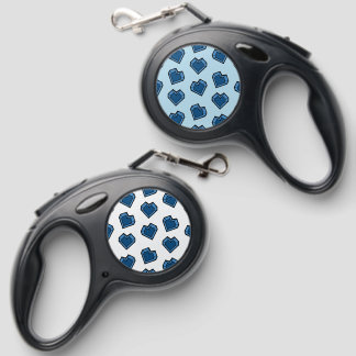 Cute Blue Sapphire Crystal Heart Pattern Retractable Pet Leash