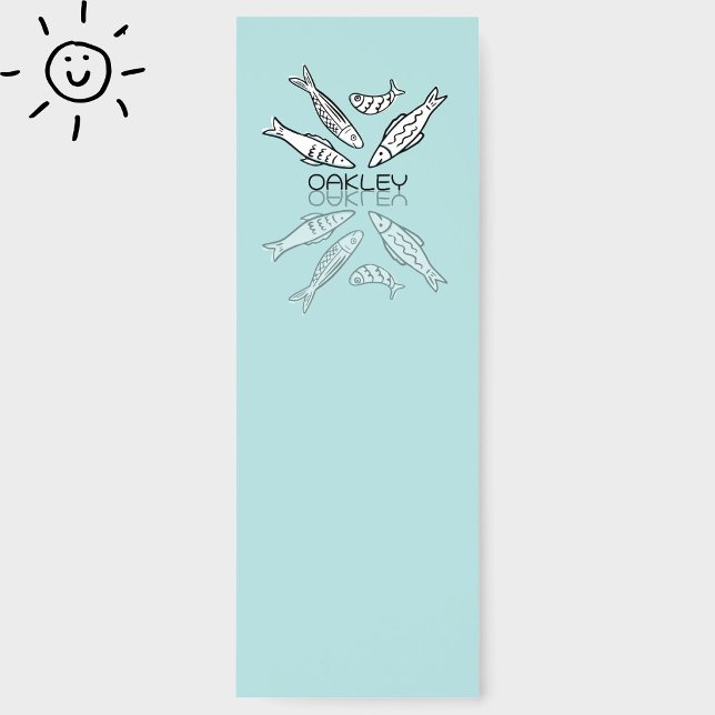Cute Blue Sardines Reflection Doodle Custom Name Bookmarks (Creator Uploaded)