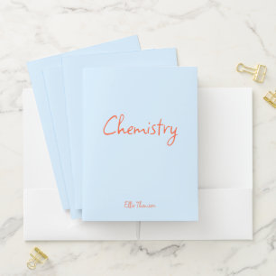Cute Blue Script Personalized School Chemistry Pocket Folder