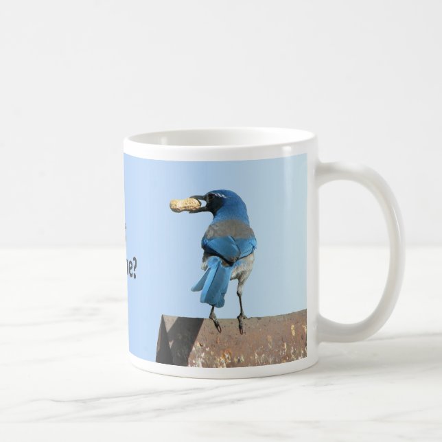 Cute Blue Scrub Jay Bird & Peanut Coffee Mug (Right)