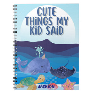 Cute blue sea fishes Things My Kid Said Custom Notebook