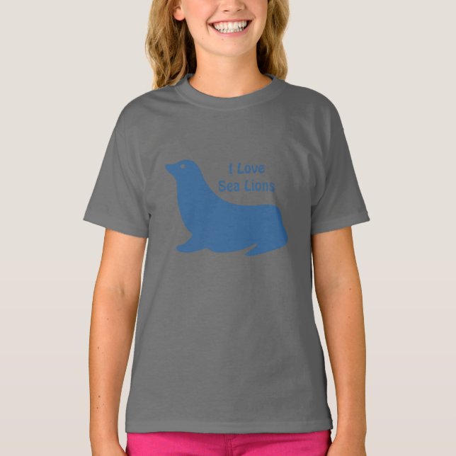 Cute blue Sea Lion love T-Shirt (Front)