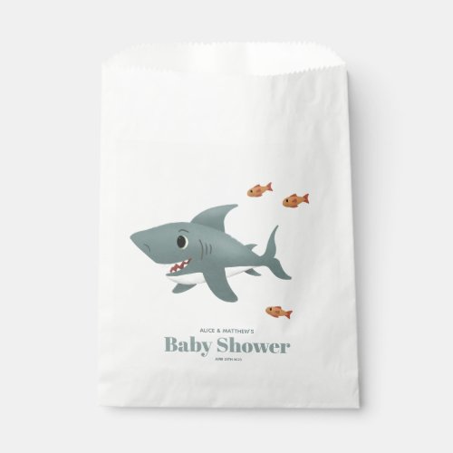 Cute Blue Sea Shark Boys Baby Shower Favor Bag