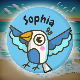 Cute Blue Seagull Sea Bird Kids Name School Locker Magnet