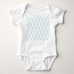 cute blue seahorse baby bodysuit