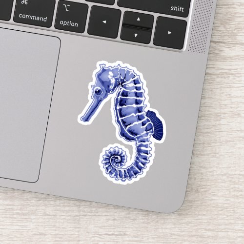 Cute blue seahorse sticker