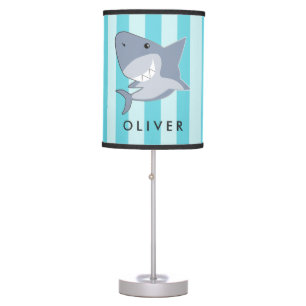 Cute Blue Shark Boys Room Table Lamp