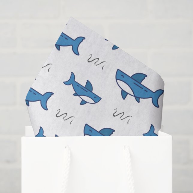 Cute Blue Shark Pattern Tissue Paper (Gift Bag)