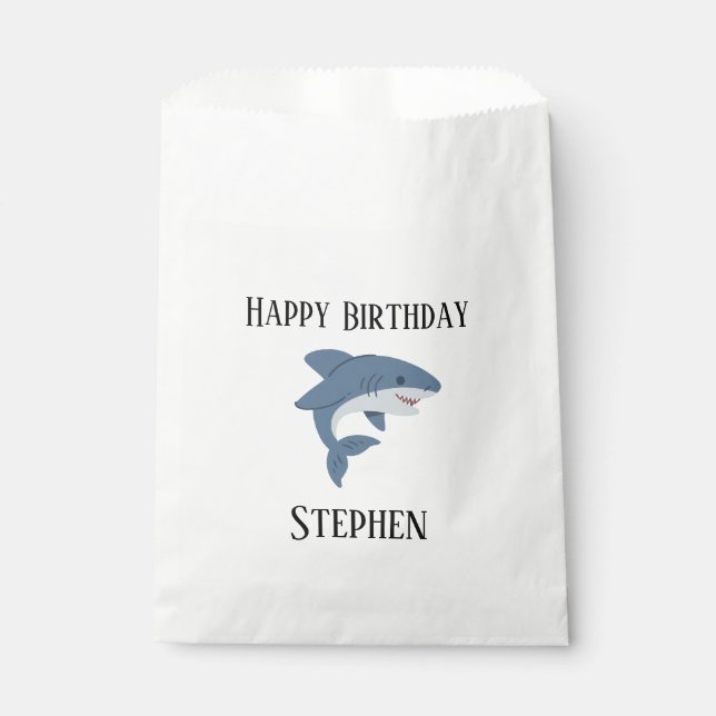 Cute blue shark personalized favor bag (Front)