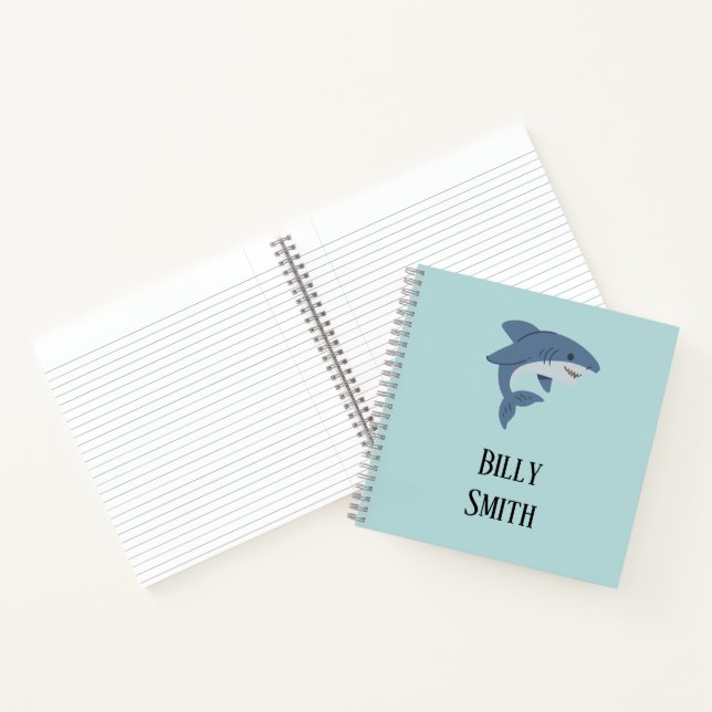 Cute blue shark personalized notebook (Inside)