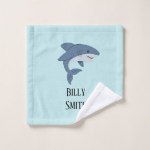 Cute blue shark personalized wash cloth