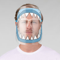 Cute Blue Shark with white sharp teeth Face Shield
