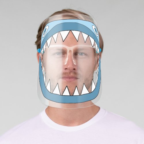 Cute Blue Shark with white sharp teeth Face Shield