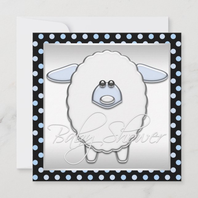Cute Blue Sheep Baby Shower Invitation (Front)