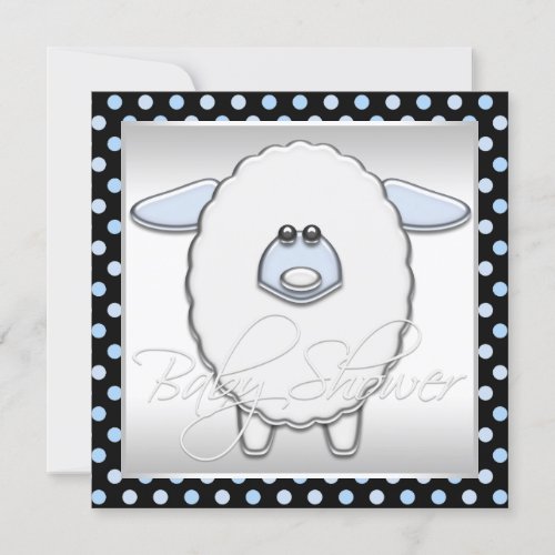 Cute Blue Sheep Baby Shower Invitation