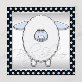Cute Blue Sheep Baby Shower Invitation