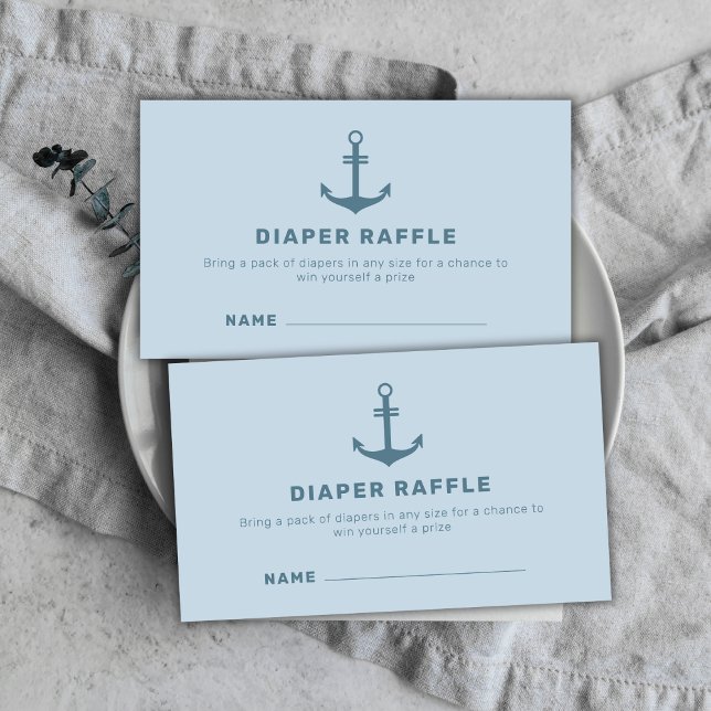 Cute Blue Simple Anchor Diaper Raffle Baby Shower  Enclosure Card (Cute Blue Simple Anchor Diaper Raffle Baby Shower Enclosure Card)