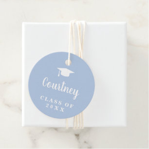 Cute Blue Simple Mortar Board Modern Graduation Favor Tags