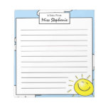 Cute Blue Sky Sunshine Smile Face From Teacher Notepad