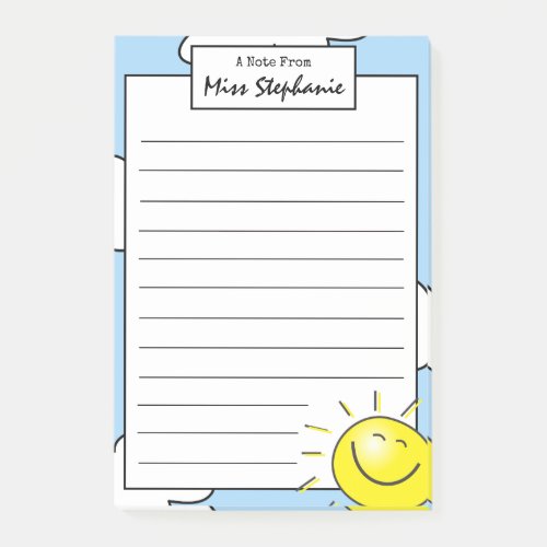 Cute Blue Sky Sunshine Smile Face From Teacher  Post_it Notes