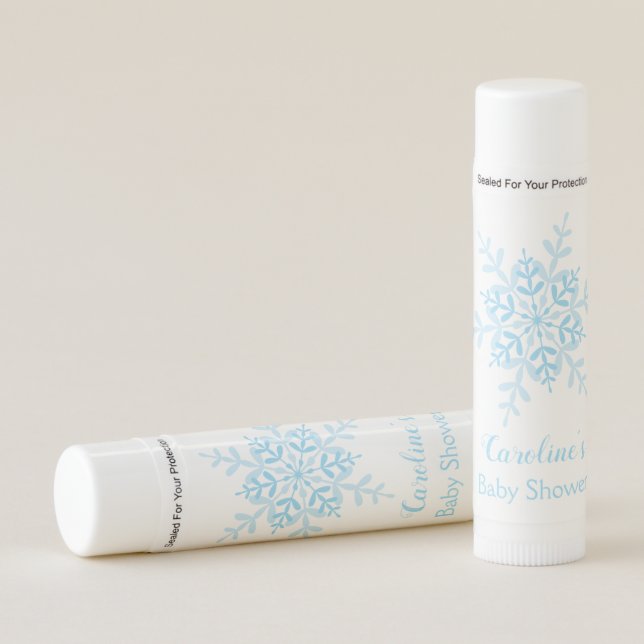 Cute Blue Snowflake Boy Baby Shower Favor Lip Balm (Front)