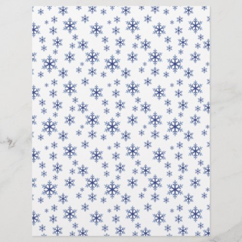 Cute Blue Snowflake Pattern Scrapbook Paper