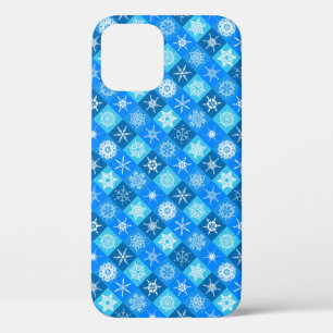 Cute blue snowflake patterns design iPhone 12 case