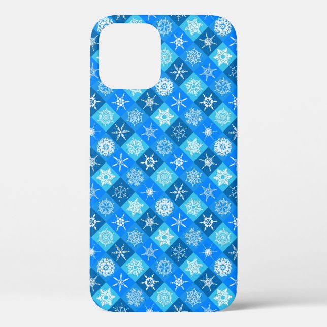 Cute blue snowflake patterns design Case-Mate iPhone case (Back)