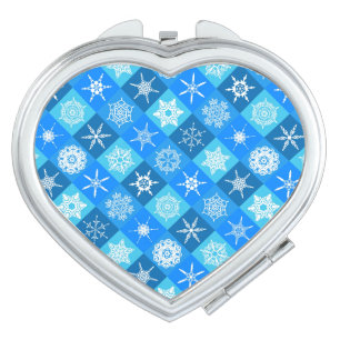 Cute blue snowflake patterns design compact mirror