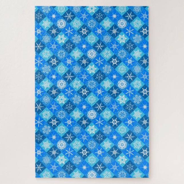 Cute blue snowflake patterns design jigsaw puzzle (Vertical)