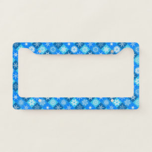 Cute blue snowflake patterns design license plate frame
