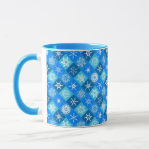 Cute blue snowflake patterns design mug