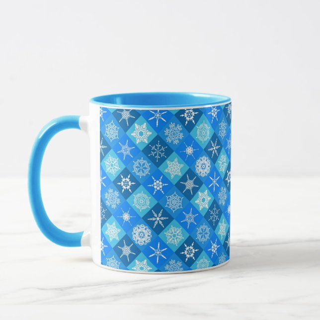 Cute blue snowflake patterns design mug (Left)