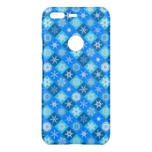 Cute blue snowflake patterns design uncommon google pixel case