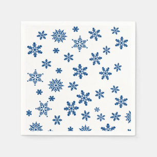 Cute Blue Snowflakes Paper Napkins Christmas