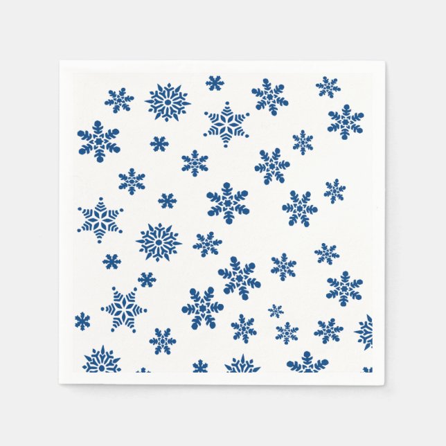 Cute Blue Snowflakes Paper Napkins Christmas (Front)