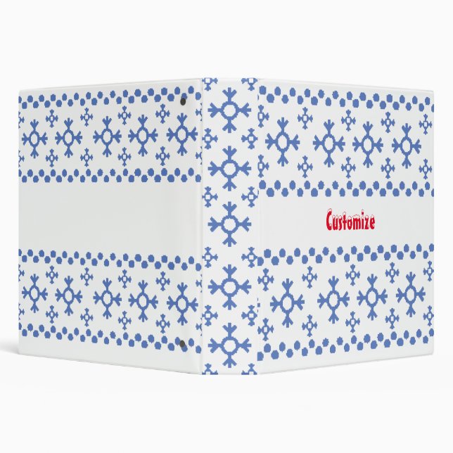 Cute Blue Snowflakes Pattern Thunder_Cove 3 Ring Binder (Background)