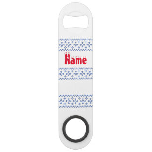 Cute Blue Snowflakes Pattern Thunder_Cove Bar Key