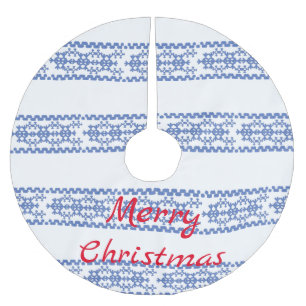 Cute Blue Snowflakes Pattern Thunder_Cove Brushed Polyester Tree Skirt