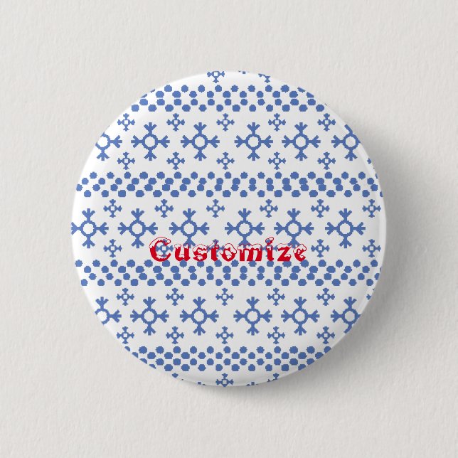 Cute Blue Snowflakes Pattern Thunder_Cove Button (Front)