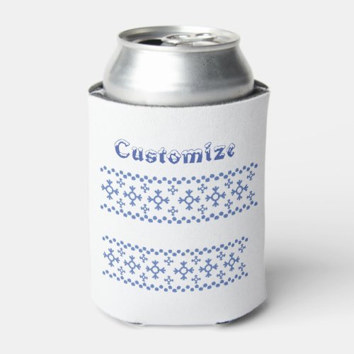 Cute Blue Snowflakes Pattern Thunder_Cove Can Cooler