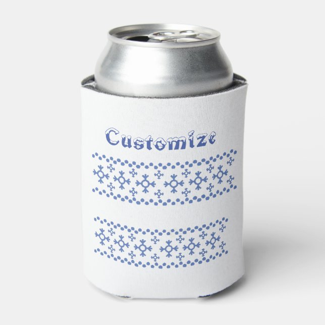 Cute Blue Snowflakes Pattern Thunder_Cove Can Cooler (Can Front)
