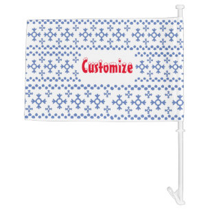 Cute Blue Snowflakes Pattern Thunder_Cove Car Flag