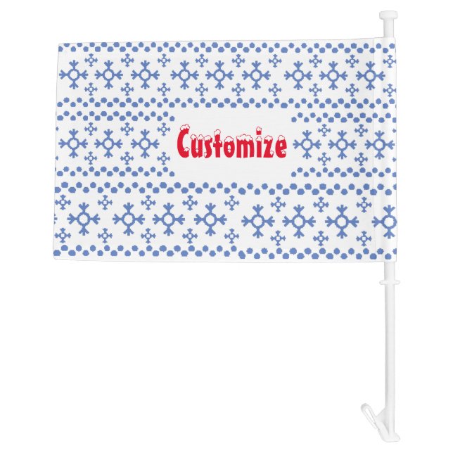 Cute Blue Snowflakes Pattern Thunder_Cove Car Flag (Back)