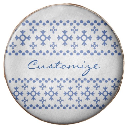 Cute Blue Snowflakes Pattern Thunder_Cove Chocolate Covered Oreo