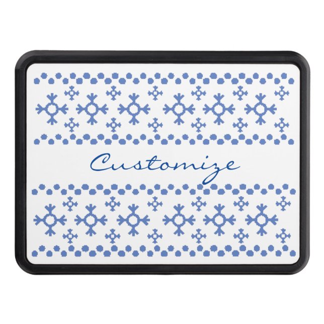 Cute Blue Snowflakes Pattern Thunder_Cove Hitch Cover (Front)