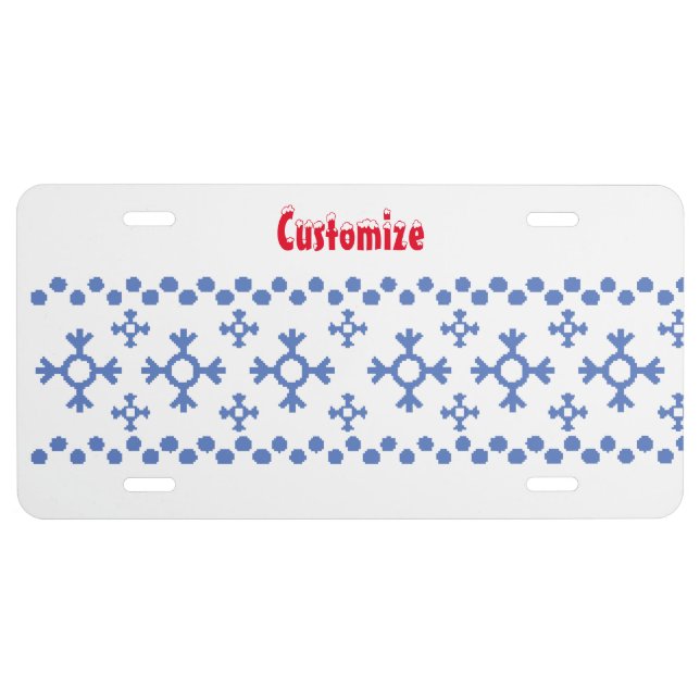 Cute Blue Snowflakes Pattern Thunder_Cove License Plate (Front)